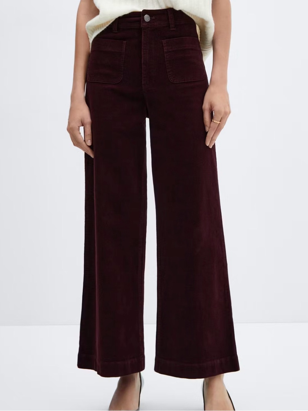 MANGO Catherin Burgundy Corduroy Culotte Wide Leg Pants 0